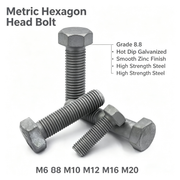 DIN933 GB5782 Grade 8.8 Carbon Steel Hex Head Bolts, Hot-Dip Galvanized Metric Screws M6-M64, Industrial Fasteners, OEM Wholesale